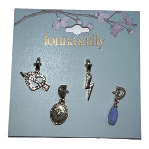 lonna & lilly Gold-tone 4 Piece Set Pave & Stone Mixed Charms Heart NWT